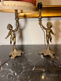 Coppia lampade antiche Putto