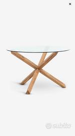 Tavolo tondo legno e vetro