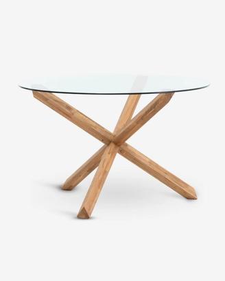 Tavolo tondo legno e vetro