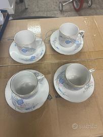 Set 4 tazzine in porcellana con piattini – decoro