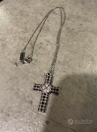 Collana Brosway Croce Nera con Zirconi Bianchi