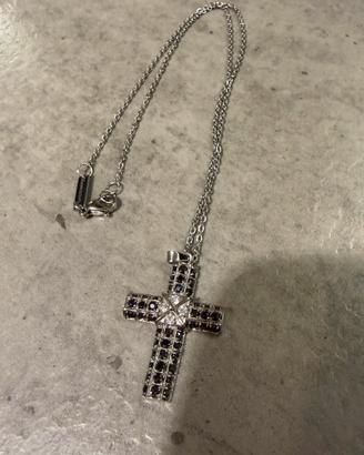 Collana Brosway Croce Nera con Zirconi Bianchi
