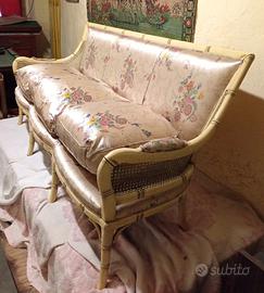 Divano per interno in bamboo ,rivestimento in seta