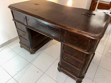 Scrivania Ministeriale Antica a Doppio Corpo