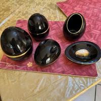 Accessrori bagno ovali nero oro