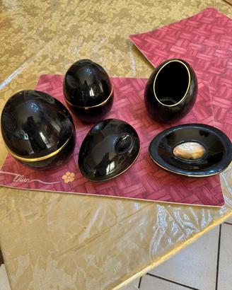 Accessrori bagno ovali nero oro