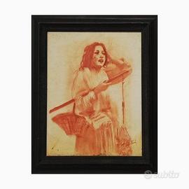 Quadro Ragazza Napoletana Tecnica Mista anni 90