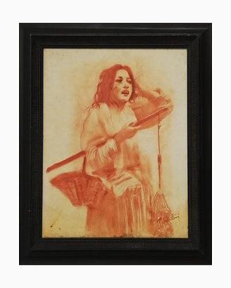 Quadro Ragazza Napoletana Tecnica Mista anni 90