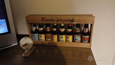 Cassetta in legno porta birre Leffe 