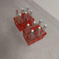 Cestello e bottiglie  per acqua in vetro