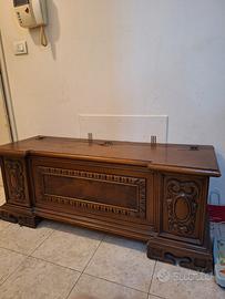 Cassapanca legno massello intagliato vintage