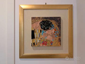 Quadro 50x50 Il Bacio di Klimt, Tela a Rilievo