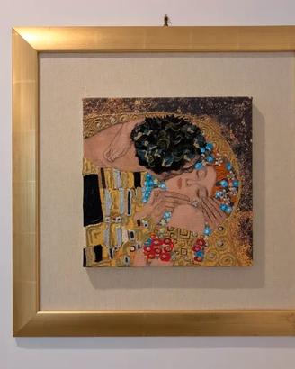 Quadro 50x50 Il Bacio di Klimt, Tela a Rilievo