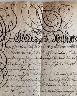 Documento del 1693 autografo + sigillo ducale