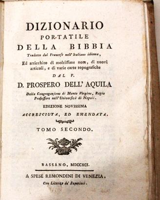 Libro Antico - Dizionario Portatile Della Bibbia