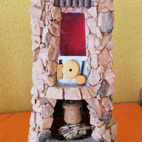 Tegole, capanna, fontana lavorate a mano