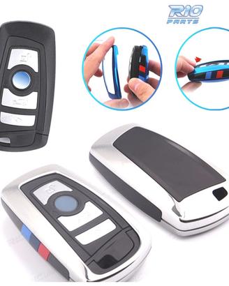 CUSTODIA COVER CHIAVE BMW QUADRATA CROMATA E NERA