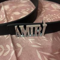 Cintura AMIRI NERA CON SIMBOLO ARGENTO