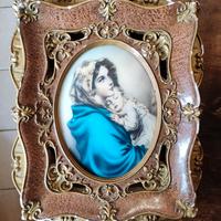 Antico Quadro Madonna Gesù Gesso Retrò Religioso 
