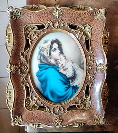 Antico Quadro Madonna Gesù Gesso Retrò Religioso 