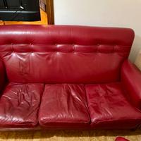 Divano più due poltrone in pelle vintage classic