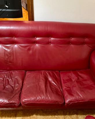 Divano più due poltrone in pelle vintage classic