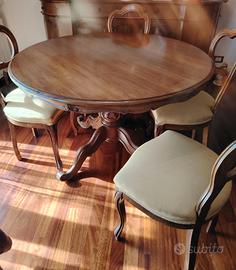 tavolo in legno inzio anni 70 + 6 sedie imbottite