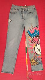 Jeans dipinti a mano Reactive Volume One 1995