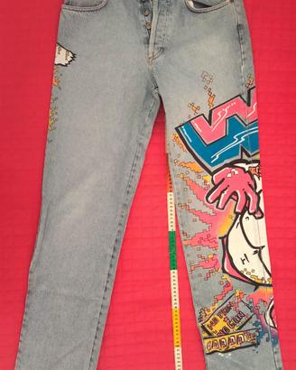 Jeans dipinti a mano Reactive Volume One 1995