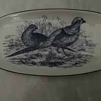 Vassoio porcellana fagiani Silver Series