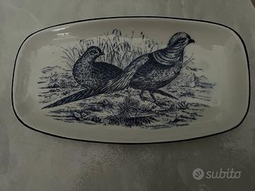 Vassoio porcellana fagiani Silver Series