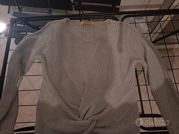 maglione intrecciato grigio 