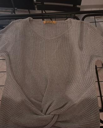 maglione intrecciato grigio 