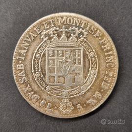 5 lire 1820 Regno di Sardegna argento