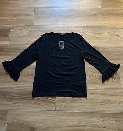 Maglia nera 100% cotone nuova con cartellino