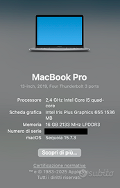 MacBook Pro 2019 2,4 GHz i5 con Touchbar