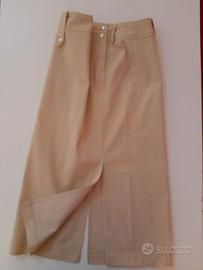 Gonna lunga Blusport beige con spacchi e dettagli
