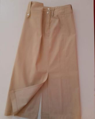 Gonna lunga Blusport beige con spacchi e dettagli