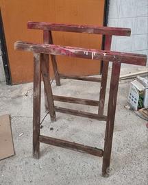 Coppia cavalletti in legno pieghevoli
