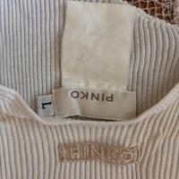 Canotta Pinko bianca con inserti in pizzo beige