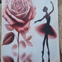 Quadro con ballerina e rosa