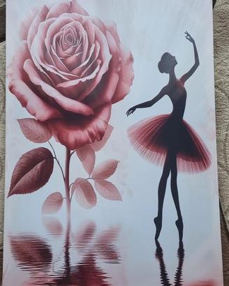 Quadro con ballerina e rosa