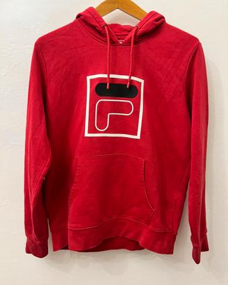 Felpa Fila Rossa con Cappuccio Logo Frontale