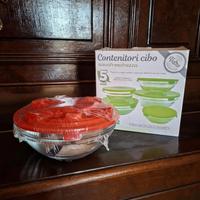 Set 5 contenitori cibo in vetro con coperchio erme