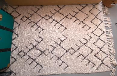 Tappeto stile berbero 215x150cm con frange panna