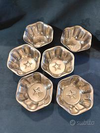 set 6 stampini per budini vintage anni 60 inox