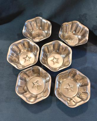 set 6 stampini per budini vintage anni 60 inox