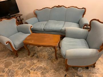 Salotto vintage stile Luigi XV in legno intagliato