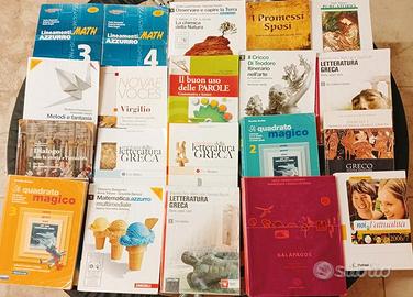 Libri scolastici medie e liceo in varie condizioni