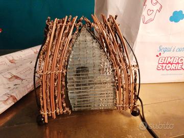 Lampada artigianale in legno e vetro